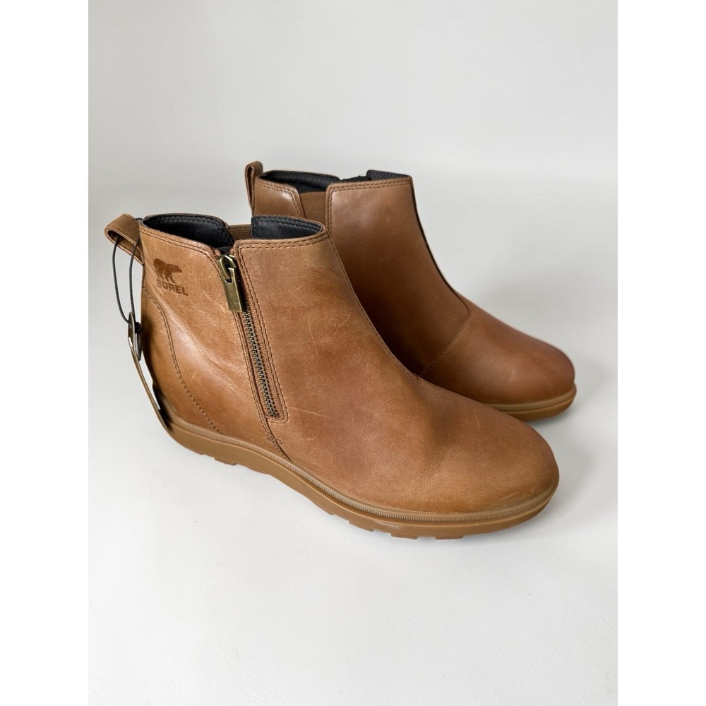 Sorel‎ Evie™ II Boot Zip Tan Leather Gum women’s SIZE 6 waterproof winter